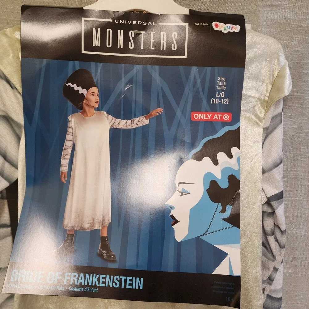 Disguise Bride of Frankenstein Costume Kids Large 10-12 Universal Monsters Dress - Picture 3 of 4